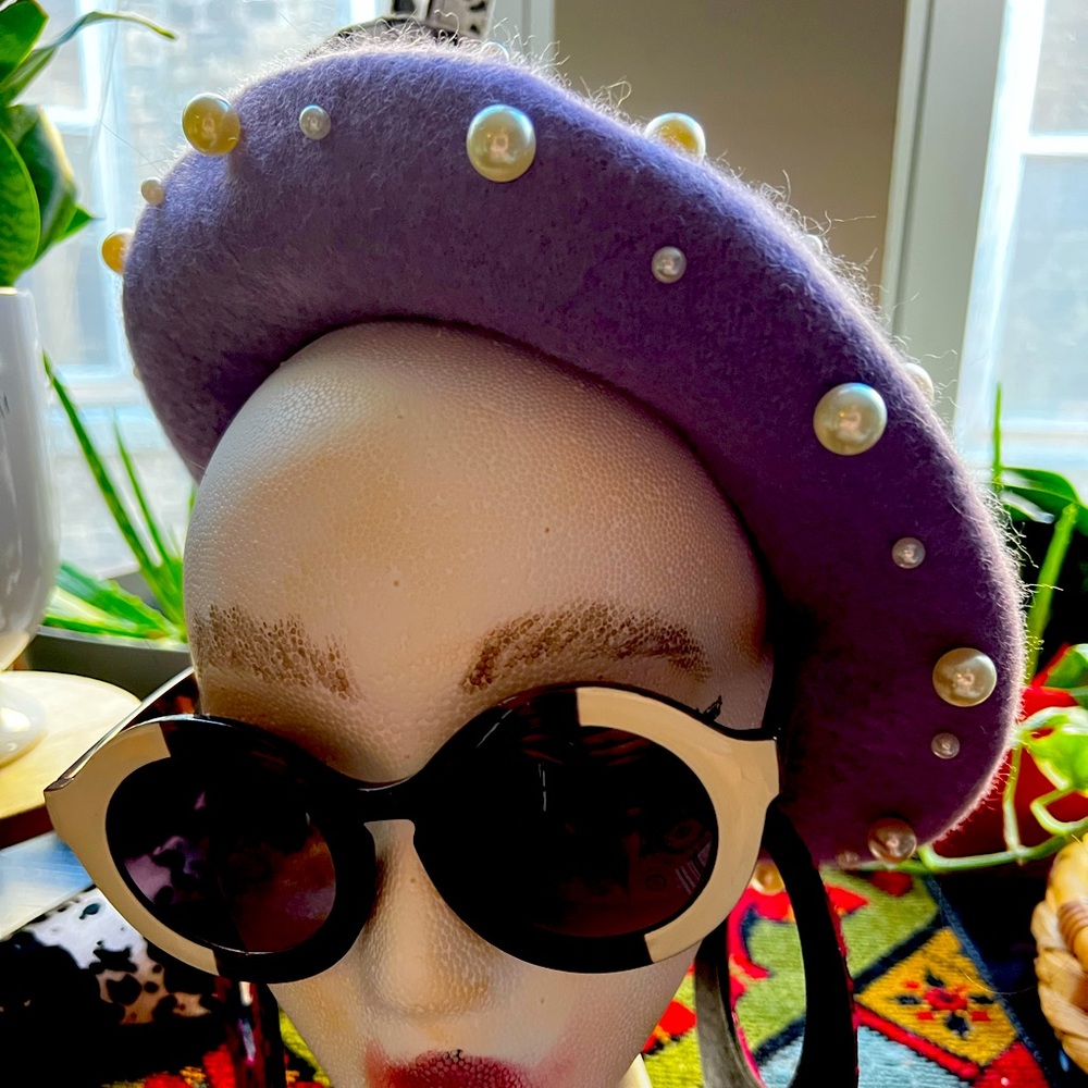 Lavender pearl beret